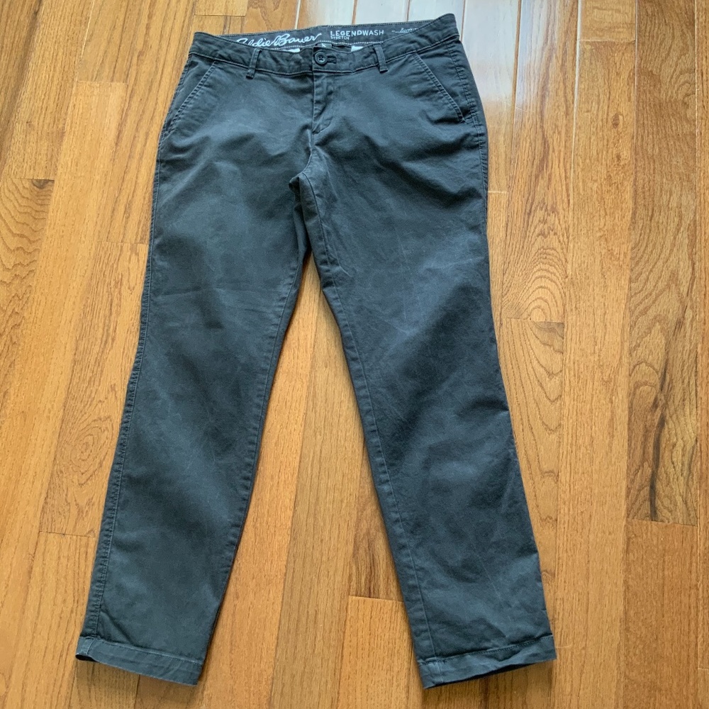 Eddie Bauer grey pants size P6 boyfriend slim